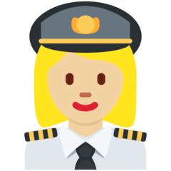 Hvordan Kvinnelig pilot: hudtype 3 emoji ser ut på Twitter.