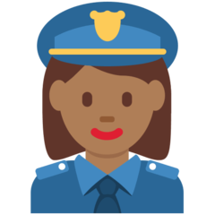 How Woman Police Officer: Medium-Dark Skin Tone emoji looks on Twitter.