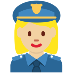 女性警察官: やや薄い肌色の絵文字がTwitterでどのように見えるか。