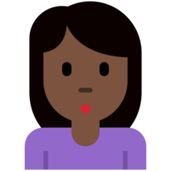 How Woman Pouting: Dark Skin Tone emoji looks on Twitter.