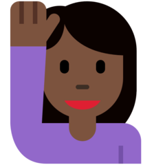 A quoi ressemblent les emoji Femme qui lève la main: peau foncée sur Twitter.