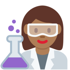 How Woman Scientist: Medium-Dark Skin Tone emoji looks on Twitter.