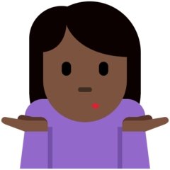 How Woman Shrugging: Dark Skin Tone emoji looks on Twitter.