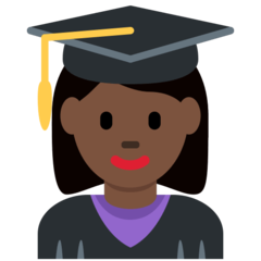 How Woman Student: Dark Skin Tone emoji looks on Twitter.