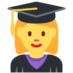 Cómo se ve el emoji Estudiante mujer en Twitter.