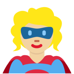 Como o emoji do Super-heroína: pele morena clara é exibido no Twitter.