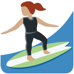 Cómo se ve el emoji Mujer haciendo surf: tono de piel medio en Twitter.