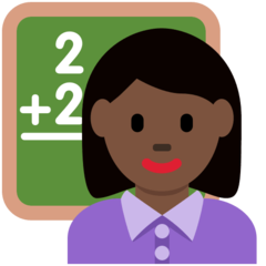 How Woman Teacher: Dark Skin Tone emoji looks on Twitter.