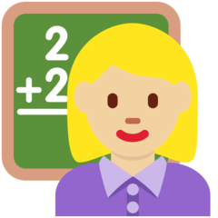 How Woman Teacher: Medium-Light Skin Tone emoji looks on Twitter.