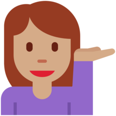 A quoi ressemblent les emoji Femme paume vers le haut: peau légèrement mate sur Twitter.