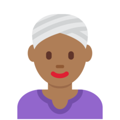 How Woman Wearing Turban: Medium-Dark Skin Tone emoji looks on Twitter.