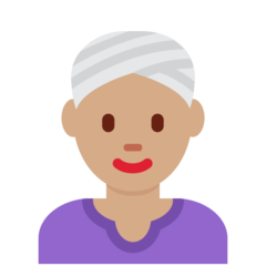 How Woman Wearing Turban: Medium Skin Tone emoji looks on Twitter.