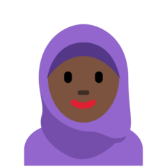 Hoe Vrouw met hoofddoek: donkere huidskleur emoji eruit ziet op Twitter.