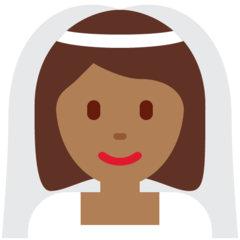 How Woman with Veil: Medium-Dark Skin Tone emoji looks on Twitter.