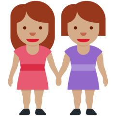 How Women Holding Hands: Medium Skin Tone emoji looks on Twitter.