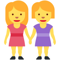 Come Due donne che si tengono per mano emoji appare su Twitter.