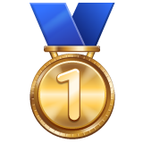 Hoe Medaille 1e plaats emoji eruit ziet op Whatsapp.