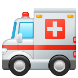 Hvordan Ambulanse emoji ser ut på Whatsapp.