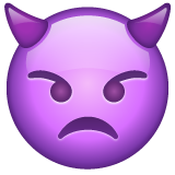 Bagaimana Angry Face with Horns emoji terlihat di Whatsapp.