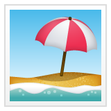 Bagaimana Beach with Umbrella emoji terlihat di Whatsapp.