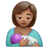 Bagaimana Breast-Feeding: Medium Skin Tone emoji terlihat di Whatsapp.