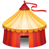 Bagaimana Circus Tent emoji terlihat di Whatsapp.