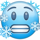 Bagaimana Cold Face emoji terlihat di Whatsapp.