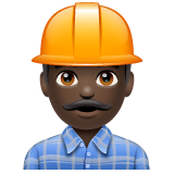 Como o emoji do Trabalhador de construção civil: pele escura é exibido no Whatsapp.