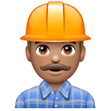 Como o emoji do Trabalhador de construção civil: pele morena é exibido no Whatsapp.