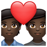 How Couple with Heart: Dark Skin Tone emoji looks on Whatsapp.