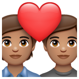 Come Coppia con cuore: carnagione olivastra emoji appare su Whatsapp.