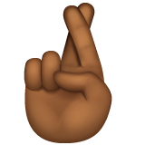 How Crossed Fingers: Medium-Dark Skin Tone emoji looks on Whatsapp.