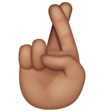 How Crossed Fingers: Medium Skin Tone emoji looks on Whatsapp.