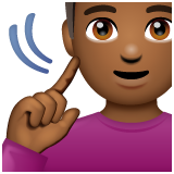 Como o emoji do Homem surdo: pele morena escura é exibido no Whatsapp.