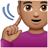 A quoi ressemblent les emoji Homme sourd: peau légèrement mate sur Whatsapp.