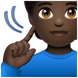 How Deaf Person: Dark Skin Tone emoji looks on Whatsapp.