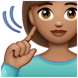 Bagaimana Deaf Woman: Medium Skin Tone emoji terlihat di Whatsapp.