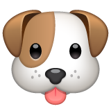 Bagaimana Dog Face emoji terlihat di Whatsapp.