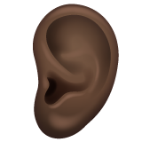 Bagaimana Ear: Dark Skin Tone emoji terlihat di Whatsapp.