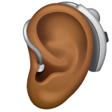 Bagaimana Ear with Hearing Aid: Medium-Dark Skin Tone emoji terlihat di Whatsapp.