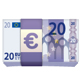 Como o emoji do Nota de euro é exibido no Whatsapp.