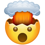 Bagaimana Exploding Head emoji terlihat di Whatsapp.