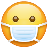 Bagaimana Wajah bermasker emoji terlihat di Whatsapp.