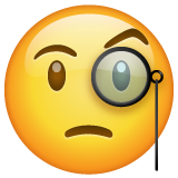 Bagaimana Face with Monocle emoji terlihat di Whatsapp.