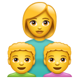 Hoe Gezin: vrouw, jongen, jongen emoji eruit ziet op Whatsapp.