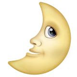 Bagaimana First Quarter Moon Face emoji terlihat di Whatsapp.