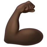 How Flexed Biceps: Dark Skin Tone emoji looks on Whatsapp.