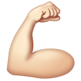 How Flexed Biceps: Light Skin Tone emoji looks on Whatsapp.