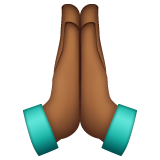 How Folded Hands: Medium-Dark Skin Tone emoji looks on Whatsapp.