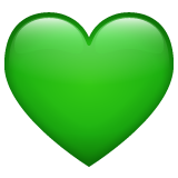 Bagaimana Green Heart emoji terlihat di Whatsapp.